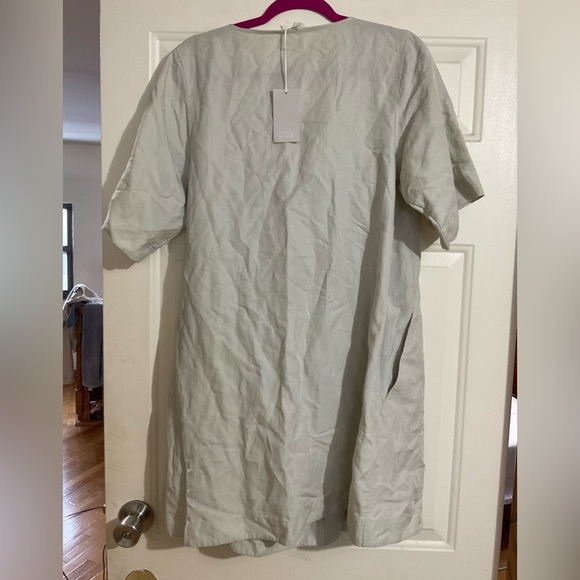 COS MINI WRAP DRESS IN DUSTY LIGHT GREEN - Picture 9 of 15
